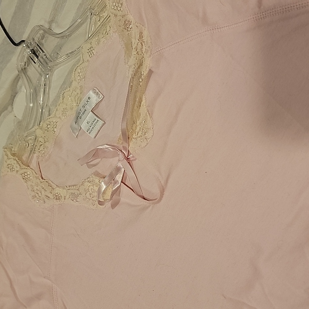 August Silk Light Pink Lace Trim Top - Picture 8 of 8